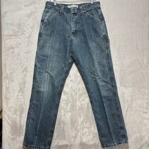 Lee Dungarees Carpenter Jeans Mens 34x31 Blue Denim Workwear Loose Fit Relaxed